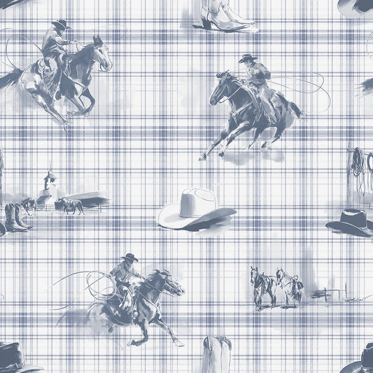 Wild Wrangler Bandit Blue wallpaper design