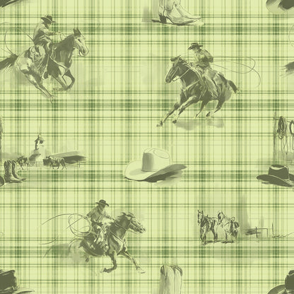 Wild Wrangler Cactus Green wallpaper design