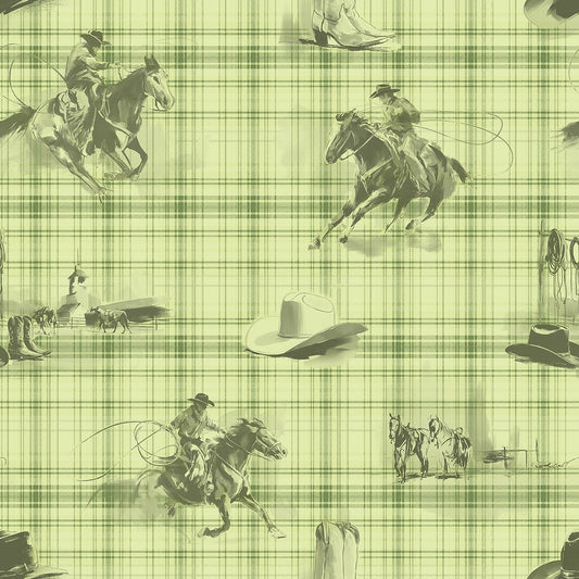 Wild Wrangler Cactus Green wallpaper design