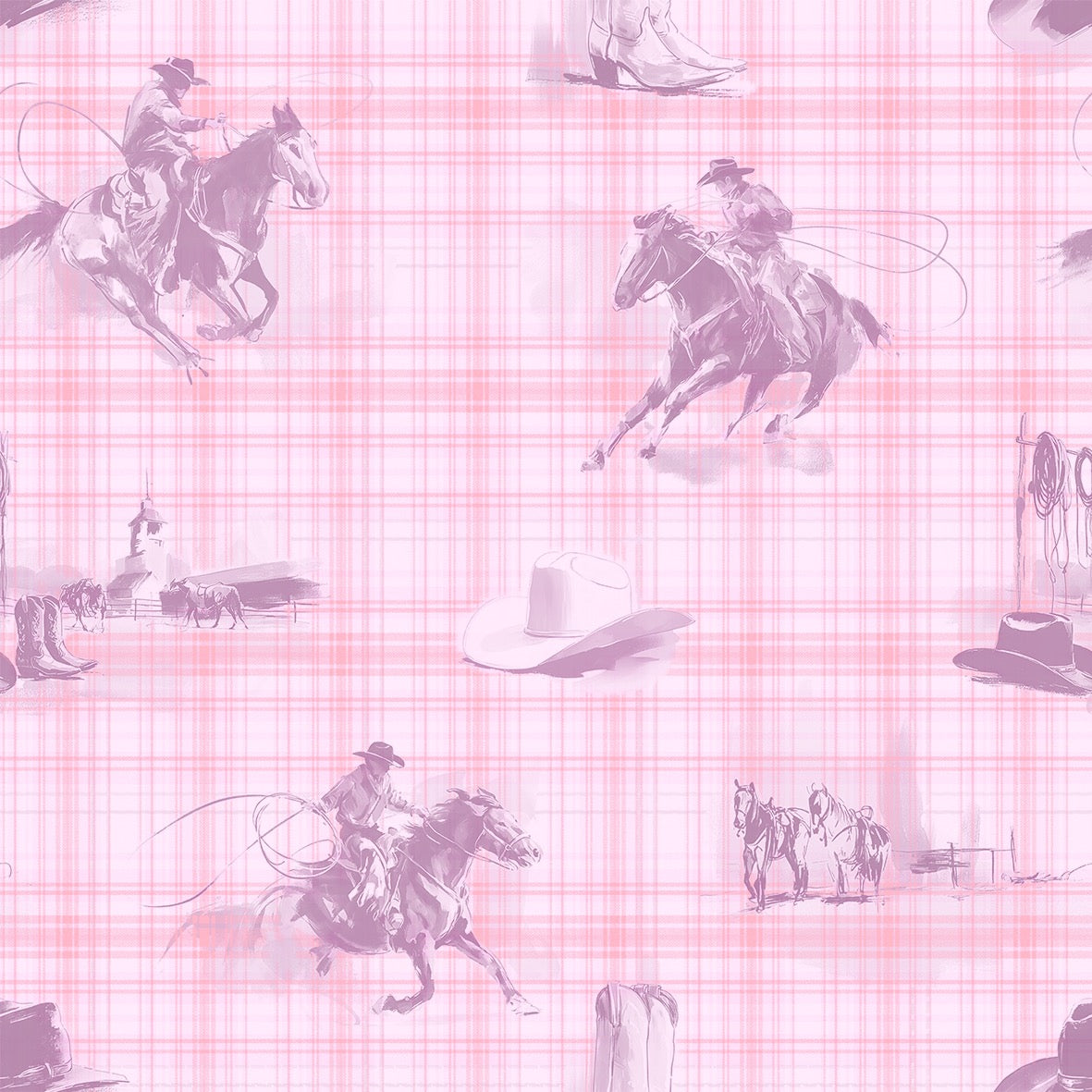 Wild Wrangler Dusk Pink wallpaper design