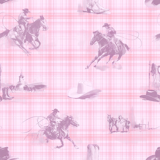 Wild Wrangler Dusk Pink wallpaper design
