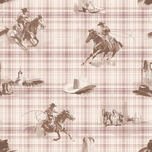 Wild Wrangler Dusty Rose wallpaper design