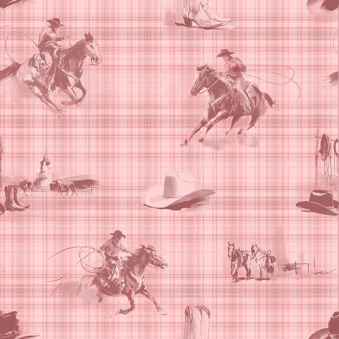 Wild Wrangler Rodeo Red wallpaper design