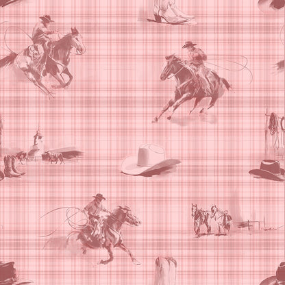 Wild Wrangler Rodeo Red wallpaper design