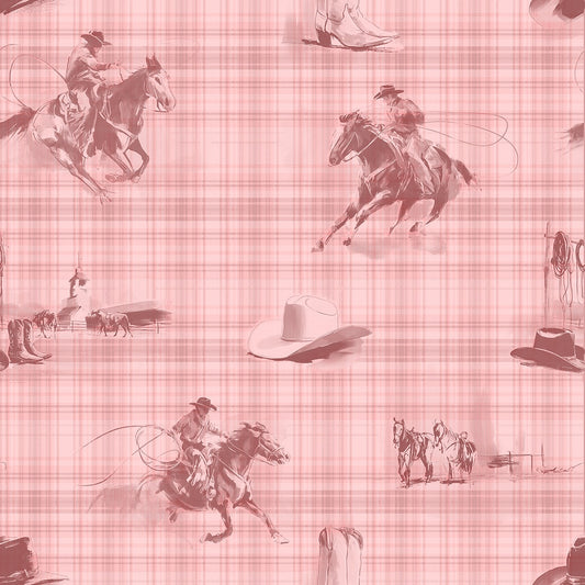 Wild Wrangler Rodeo Red wallpaper design