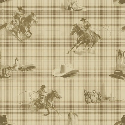 Wild Wrangler Saddle Brown wallpaper design