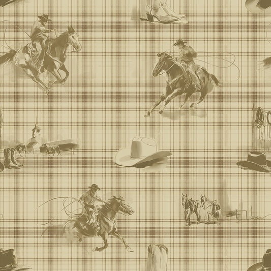 Wild Wrangler Saddle Brown wallpaper design