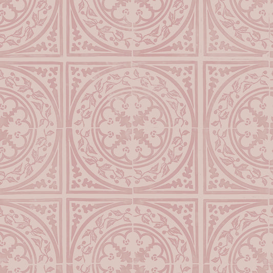 York Tile Dusty Pink wallpaper design