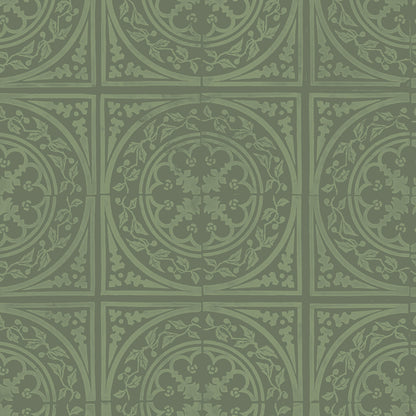 York Tile Forest Green wallpaper design