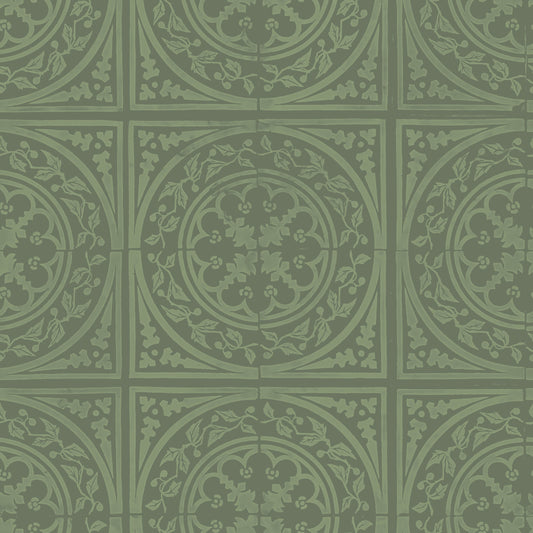 York Tile Forest Green wallpaper design