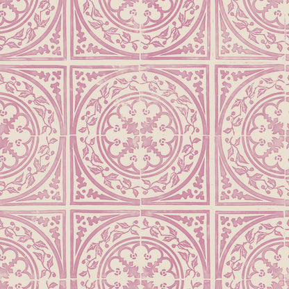 York Tile Pink over Beige wallpaper design