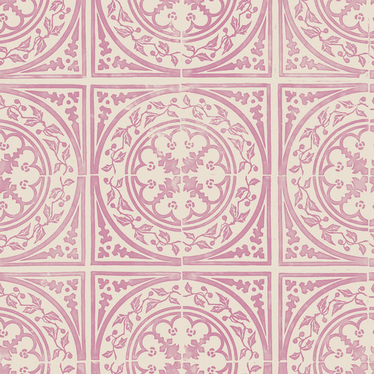 York Tile Pink over Beige wallpaper design