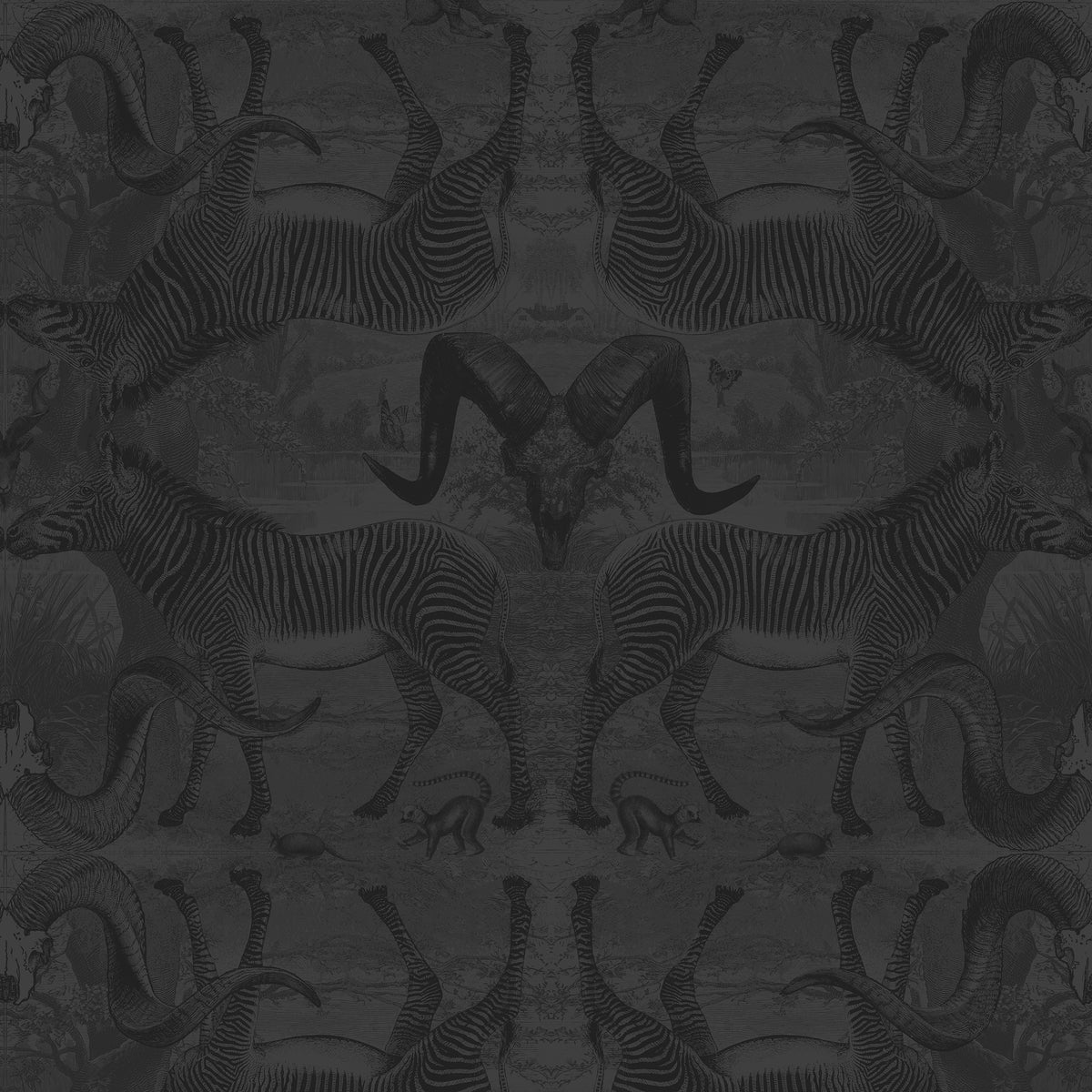 Serengeti Soirée Gunmetal wallpaper design