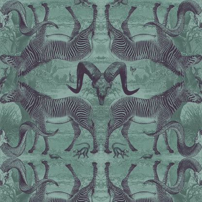 Serengeti Soirée Mint & Blackberry Wallpaper