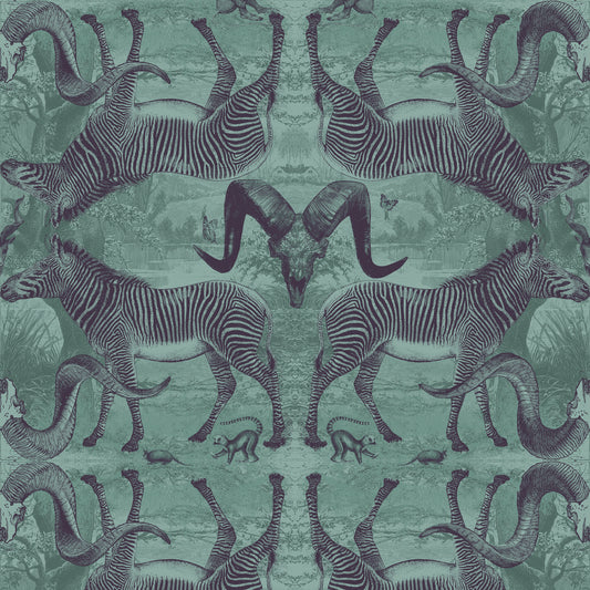 Serengeti Soirée Mint & Blackberry Wallpaper