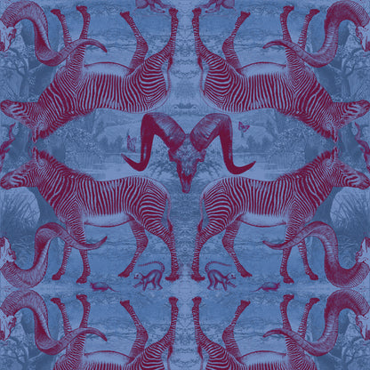 Serengeti Soirée Ruby & Blue Wallpaper