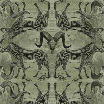 Serengeti Soirée Army Green Wallpaper