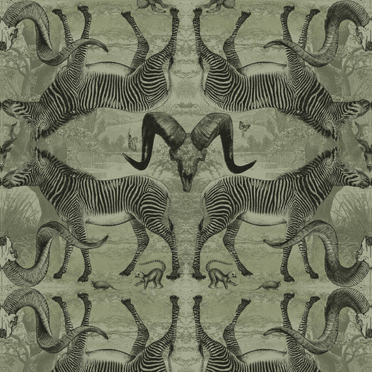 Serengeti Soirée Army Green Wallpaper