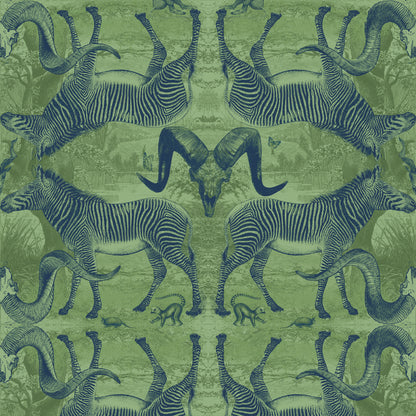 Serengeti Soirée Moss & Navy Wallpaper