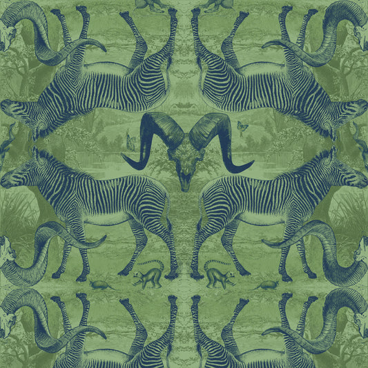 Serengeti Soirée Moss & Navy Wallpaper